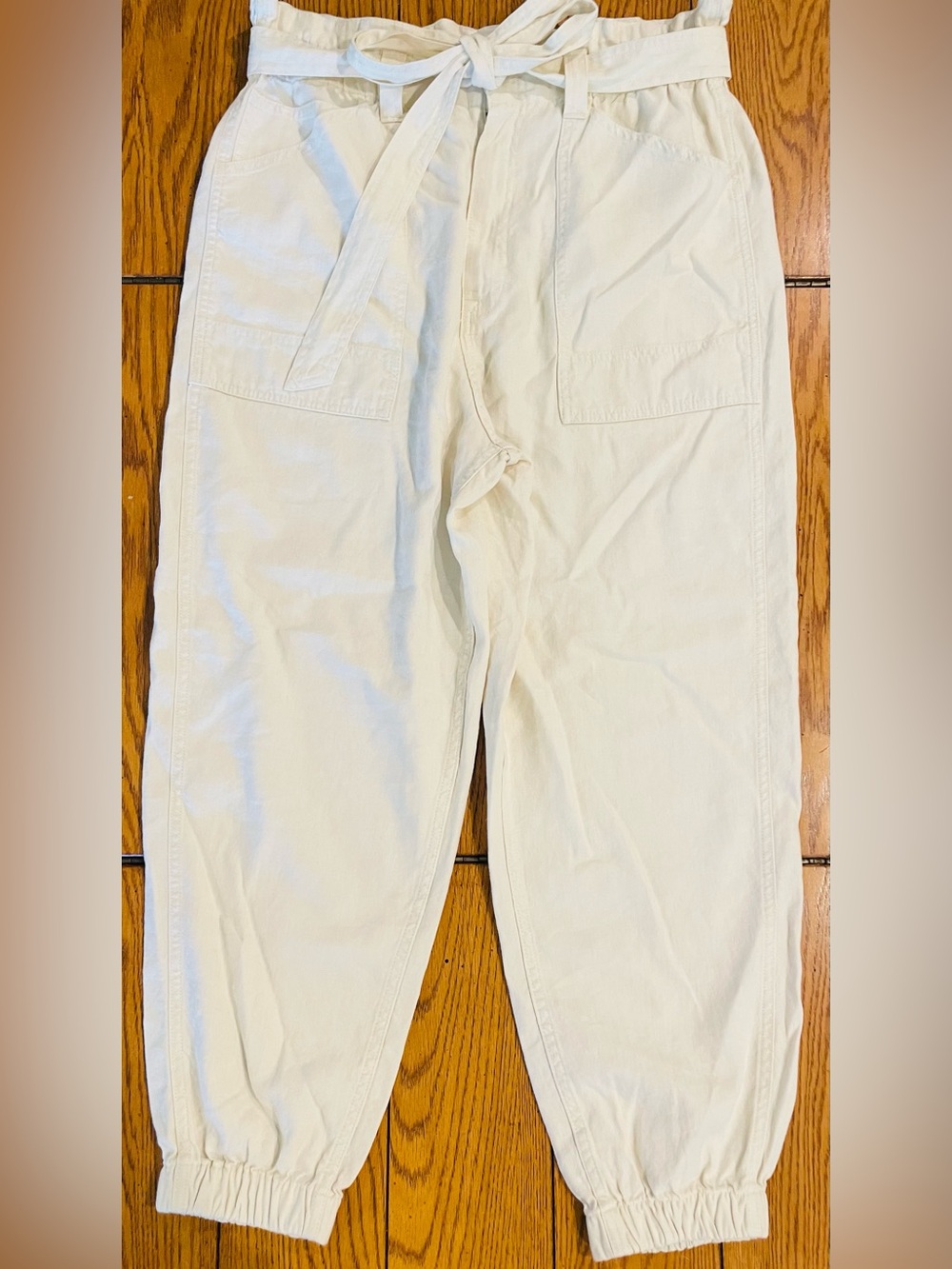 POLO Ralph Lauren drawstring linen blend jogger, cream, 30R, elastic waistband